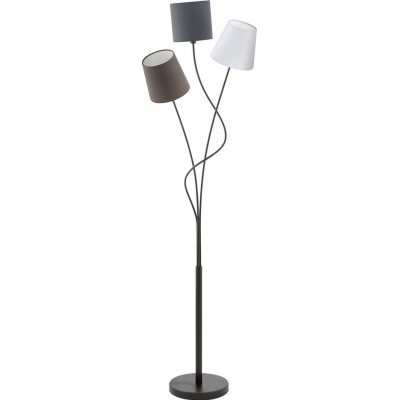 Lámpara de pie Eglo Maronda 120W Forma Cilíndrica 152×28 cm. Comedor, dormitorio y oficina. Estilo moderno, diseño y cool. Acero y Textil. Color antracita, blanco, marrón y negro