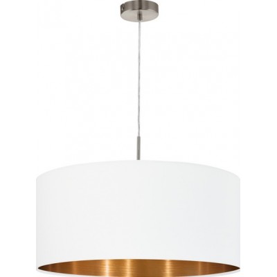 102,95 € Envio grátis | Lâmpada pendurada Eglo Pasteri 60W Ø 53 cm. Aço e têxtil. Cor branco, cobre, dourado, níquel e níquel mate