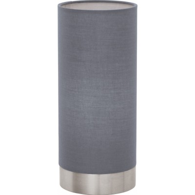 49,95 € Free Shipping | Table lamp Eglo Pasteri 40W Cylindrical Shape Ø 12 cm. Bedroom, office and work zone. Modern, design and cool Style. Steel and textile. Gray, nickel and matt nickel Color