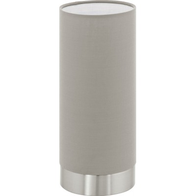 49,95 € Free Shipping | Table lamp Eglo Pasteri 40W Cylindrical Shape Ø 12 cm. Bedroom, office and work zone. Modern, design and cool Style. Steel and textile. Gray, nickel and matt nickel Color