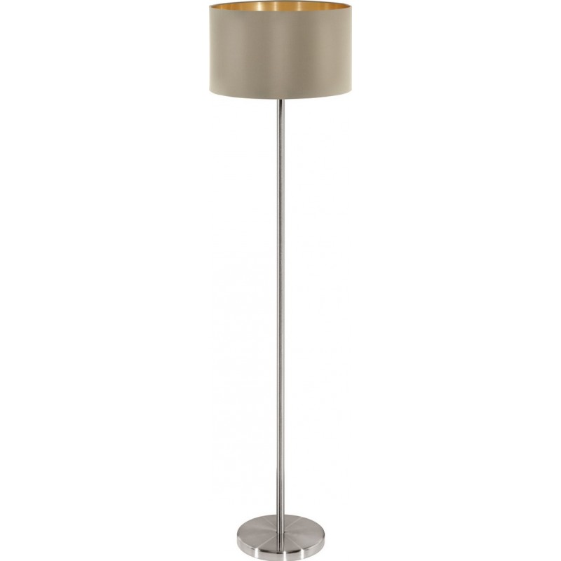 121,95 € Free Shipping | Floor lamp Eglo Maserlo 60W Cylindrical Shape Ø 38 cm. Dining room, bedroom and office. Modern, design and cool Style. Steel and Textile. Golden, gray, nickel and matt nickel Color