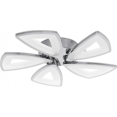 259,95 € Free Shipping | Indoor ceiling light Eglo Amonde 30W 3000K Warm light. Angular Shape Ø 56 cm. Living room and dining room. Design Style. Aluminum and plastic. Plated chrome, silver and satin Color
