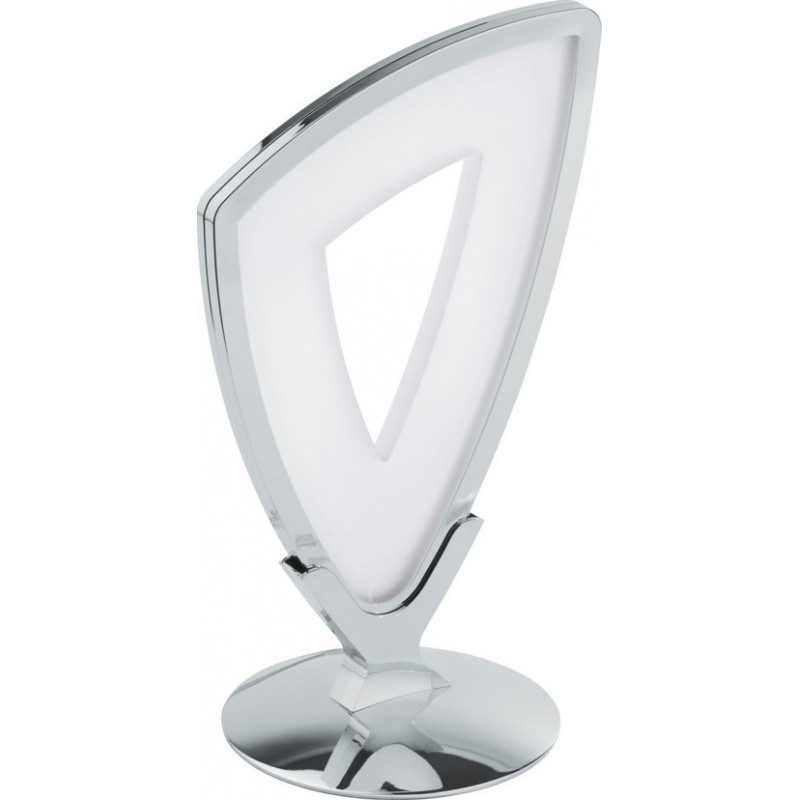 Table lamp Eglo Amonde 6W 3000K Warm light. Angular Shape 27×16 cm. Bedroom, office and work zone. Modern, sophisticated and design Style. Aluminum and plastic. Plated chrome, silver and satin Color