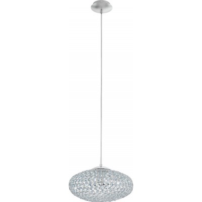 119,95 € Free Shipping | Hanging lamp Eglo Clemente 60W Oval Shape Ø 35 cm. Living room and dining room. Retro and vintage Style. Steel and crystal. Plated chrome and silver Color