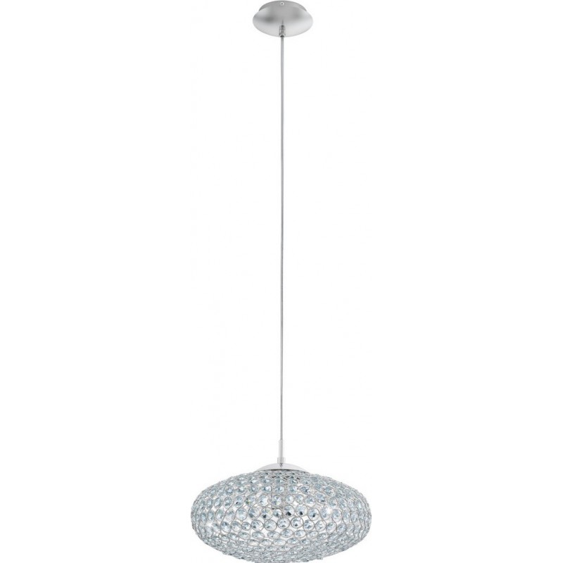 139,95 € Free Shipping | Hanging lamp Eglo Clemente 60W Oval Shape Ø 35 cm. Living room and dining room. Retro and vintage Style. Steel and Crystal. Plated chrome and silver Color