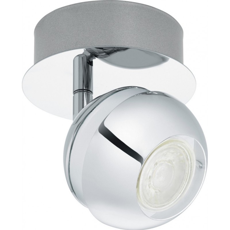 Indoor spotlight Eglo Nocito 1 3.5W Spherical Shape Ø 11 cm. Living room, dining room and bedroom. Design Style. Steel. White, plated chrome and silver Color