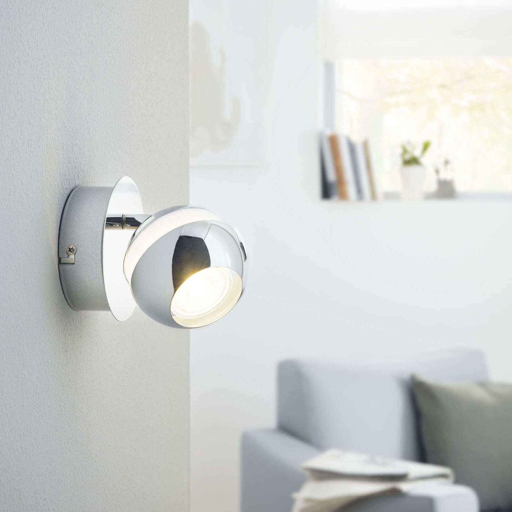 Projecteur d'intérieur Eglo Nocito 1 3.5W Ø 11 cm. Acier. Couleur blanc, chromé et argent
