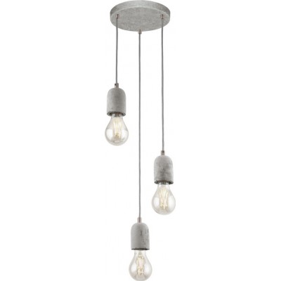 63,95 € Free Shipping | Hanging lamp Eglo Silvares 180W Spherical Shape Ø 25 cm. Living room and dining room. Retro and vintage Style. Steel and Concrete. Gray Color