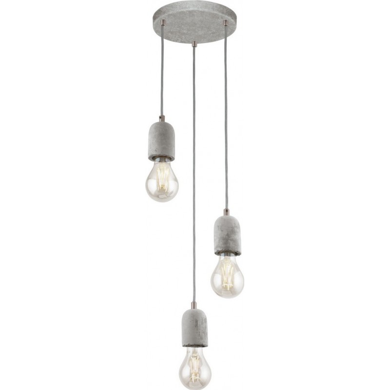 49,95 € Free Shipping | Hanging lamp Eglo Silvares 180W Spherical Shape Ø 25 cm. Living room and dining room. Retro and vintage Style. Steel and concrete. Gray Color