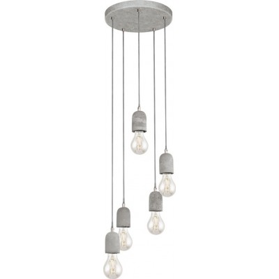74,95 € Free Shipping | Hanging lamp Eglo Silvares 300W Spherical Shape Ø 35 cm. Living room and dining room. Retro and vintage Style. Steel and concrete. Gray Color