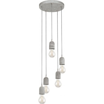 Lámpara colgante Eglo Silvares 300W Ø 35 cm. Acero y hormigón. Color gris