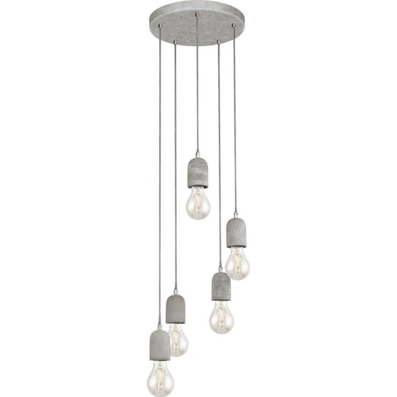 65,95 € Free Shipping | Hanging lamp Eglo Silvares 300W Spherical Shape Ø 35 cm. Living room and dining room. Retro and vintage Style. Steel and Concrete. Gray Color