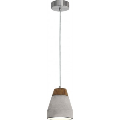 44,95 € Free Shipping | Hanging lamp Eglo Tarega 60W Conical Shape Ø 15 cm. Living room and dining room. Modern and design Style. Steel, concrete and wood. Gray and brown Color