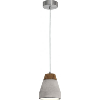 Lampe à suspension Eglo Tarega 60W Ø 15 cm. Acier, béton et bois. Couleur gris et marron