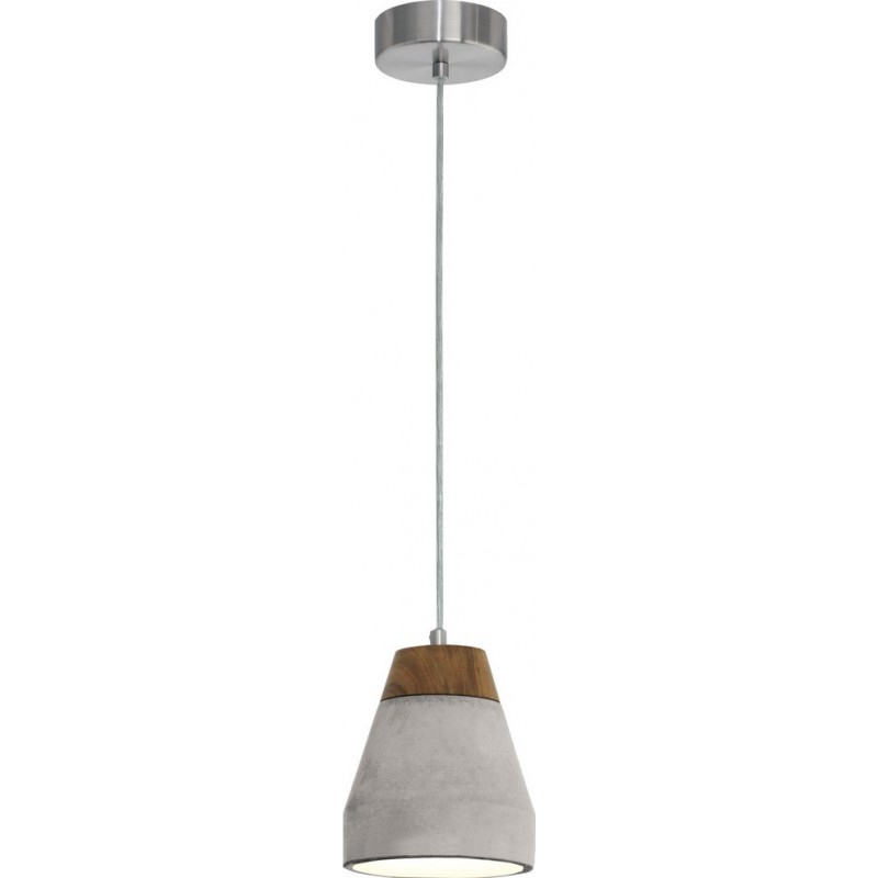 55,95 € Free Shipping | Hanging lamp Eglo Tarega 60W Conical Shape Ø 15 cm. Living room and dining room. Modern and design Style. Steel, Concrete and Wood. Gray and brown Color