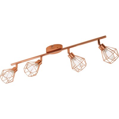 Ceiling lamp Eglo Zapata 12W Extended Shape 64×7 cm. Living room, dining room and bedroom. Design Style. Steel, Glass and Satin glass. White, copper and golden Color