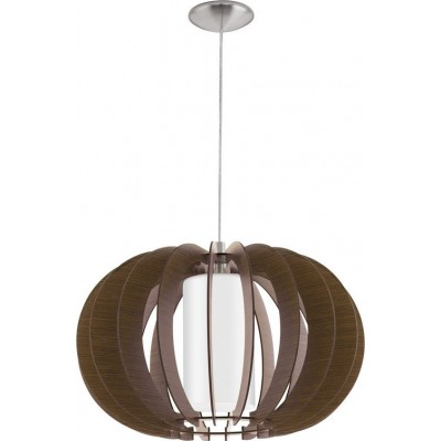 88,95 € Free Shipping | Hanging lamp Eglo Stellato 3 60W Spherical Shape Ø 50 cm. Living room and dining room. Retro and vintage Style. Steel, wood and glass. White, brown, nickel and matt nickel Color