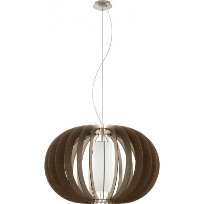 吊灯 Eglo Stellato 3 60W 球形 形状 Ø 70 cm. 客厅 和 饭厅. 复古的 和 优质的 风格. 钢, 木头 和 玻璃. 白色的, 棕色的, 镍 和 亚光镍 颜色