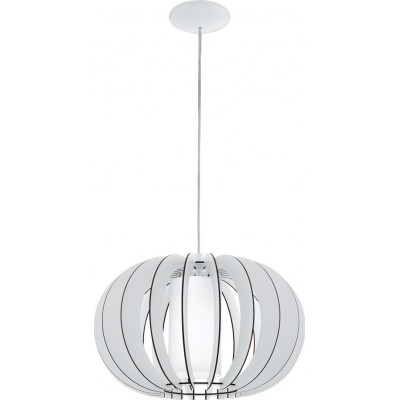 73,95 € Free Shipping | Hanging lamp Eglo Stellato 2 60W Ø 40 cm. Steel, wood and glass. White Color