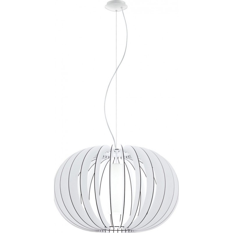111,95 € Free Shipping | Hanging lamp Eglo Stellato 2 60W Spherical Shape Ø 70 cm. Living room and dining room. Retro and vintage Style. Steel, wood and glass. White Color