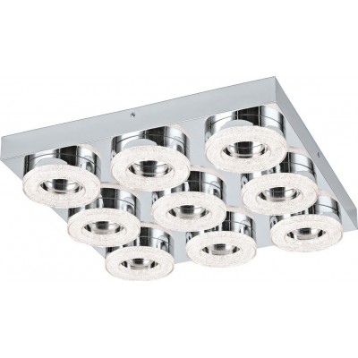 189,95 € Spedizione Gratuita | Lampada da soffitto Eglo Fradelo 4W 3000K Luce calda. 44×44 cm. Acciaio, cristallo e plastica. Colore cromato e argento