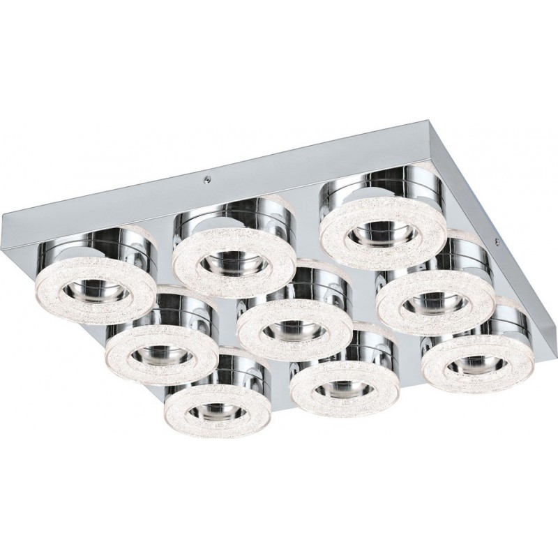 189,95 € Free Shipping | Indoor ceiling light Eglo Fradelo 4W 3000K Warm light. Cubic Shape 44×44 cm. Living room and dining room. Design Style. Steel, crystal and plastic. Plated chrome and silver Color