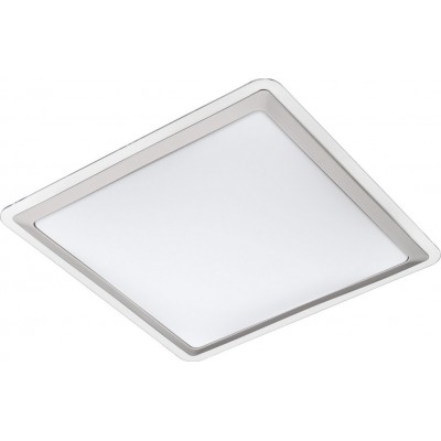 64,95 € Free Shipping | Indoor ceiling light Eglo Competa 1 24W 3000K Warm light. Square Shape 43×43 cm. Living room and kitchen. Modern Style. Steel and plastic. White and silver Color