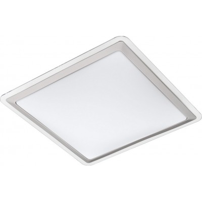 Plafoniera da interno Eglo Competa 1 24W 3000K Luce calda. Forma Quadrata 43×43 cm. Soggiorno e cucina. Stile moderno. Acciaio e Plastica. Colore bianca e argento