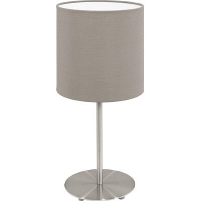 Lampada da tavolo Eglo Pasteri 40W Ø 14 cm. Acciaio e tessile. Colore grigio, nichel e nichel opaco
