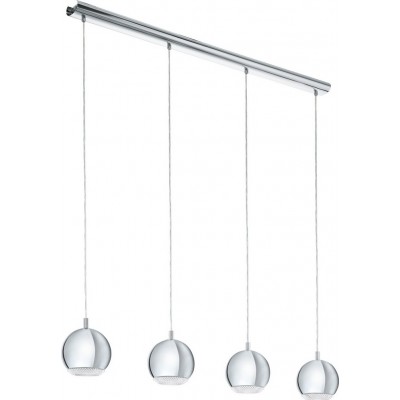 169,95 € Free Shipping | Hanging lamp Eglo Conessa 13.5W Extended Shape 110×101 cm. Living room and dining room. Modern, design and cool Style. Steel and plastic. Plated chrome and silver Color