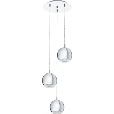 136,95 € Free Shipping | Hanging lamp Eglo Conessa 10W Spherical Shape Ø 29 cm. Living room and dining room. Modern, design and cool Style. Steel and plastic. Plated chrome and silver Color