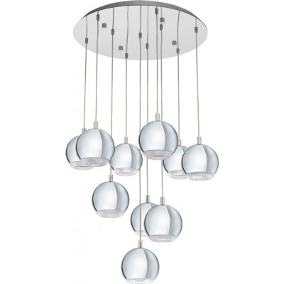 386,95 € Free Shipping | Hanging lamp Eglo Conessa 33W Spherical Shape Ø 58 cm. Living room and dining room. Modern, design and cool Style. Steel and plastic. Plated chrome and silver Color