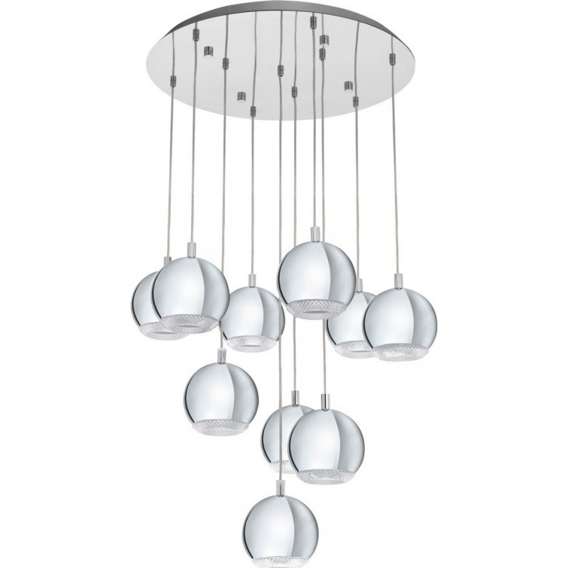 448,95 € Free Shipping | Hanging lamp Eglo Conessa 33W Spherical Shape Ø 58 cm. Living room and dining room. Modern, design and cool Style. Steel and plastic. Plated chrome and silver Color