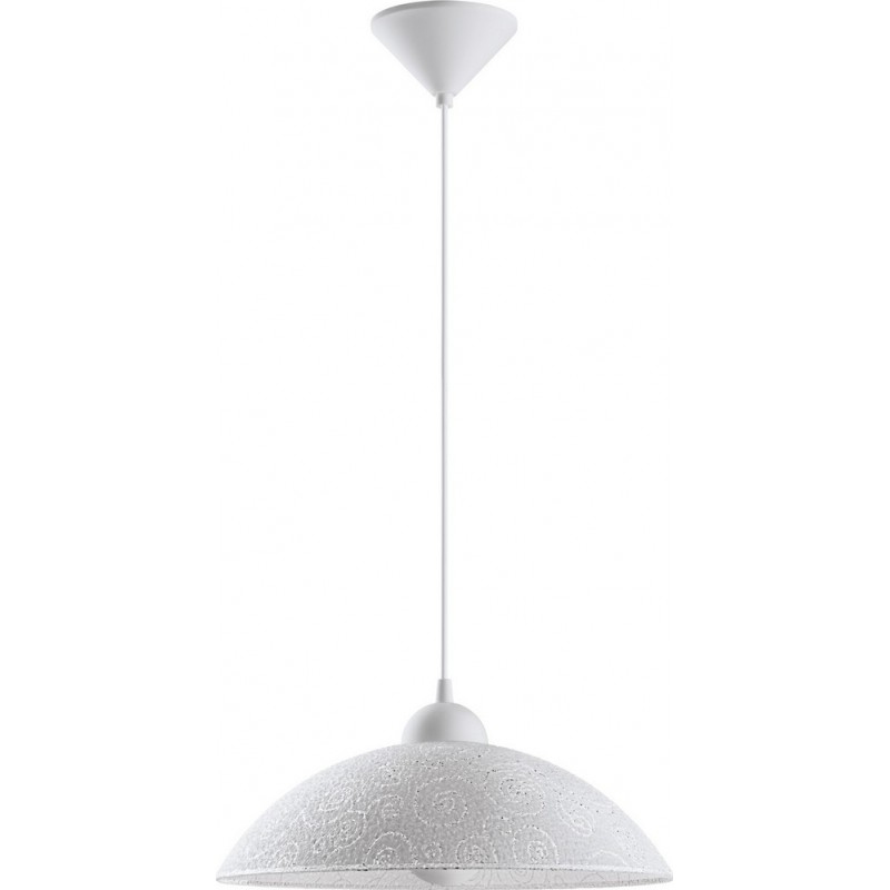 28,95 € Free Shipping | Hanging lamp Eglo Vetro 60W Conical Shape Ø 35 cm. Living room, kitchen and dining room. Modern, design and cool Style. Plastic and glass. White Color