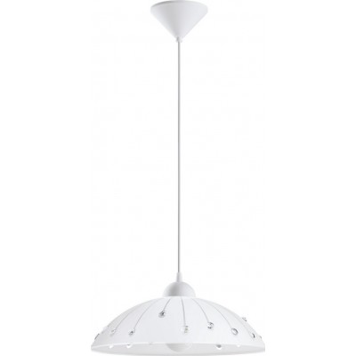 29,95 € Free Shipping | Hanging lamp Eglo Vetro 60W Conical Shape Ø 35 cm. Living room, kitchen and dining room. Modern, design and cool Style. Crystal, plastic and glass. White Color