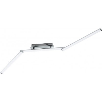 Ceiling lamp Eglo Lasana 2 23.5W 3000K Warm light. Extended Shape 141×9 cm. Living room and bedroom. Modern Style. Steel, Aluminum and Plastic. White, plated chrome and silver Color