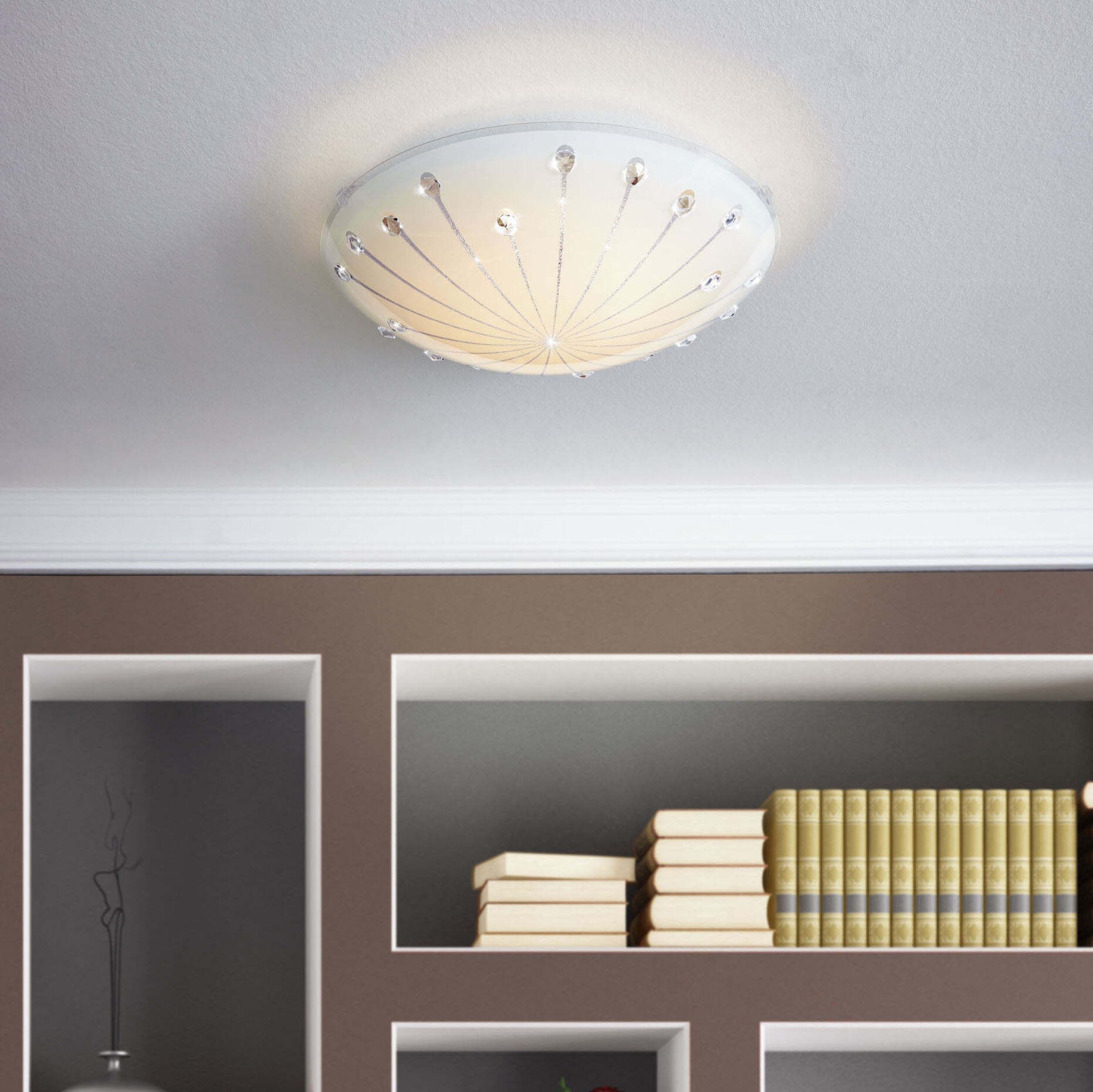 31,95 € Envío gratis | Plafón de interior Eglo Margitta 1 11W 3000K Luz cálida. Ø 31 cm. Acero y vidrio. Color blanco y