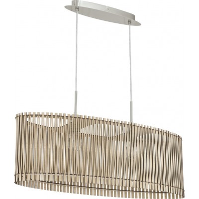 Lâmpada pendurada Eglo Sendero 120W 130×78 cm. Aço e madeira. Cor castanho, níquel, níquel mate e castanho claro