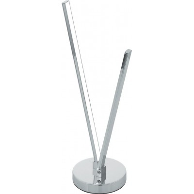 Table lamp Eglo Parri 7W 3000K Warm light. Angular Shape Ø 15 cm. Bedroom, office and work zone. Modern, sophisticated and design Style. Aluminum and plastic. White, plated chrome and silver Color