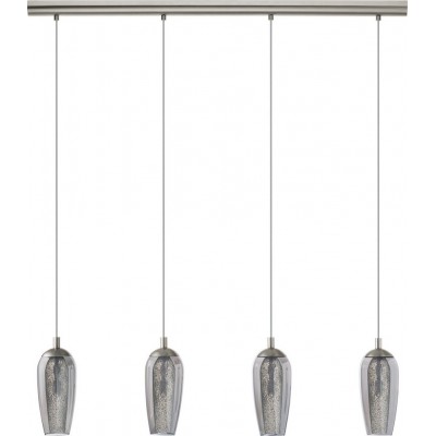 吊灯 Eglo Farsala 12W 拉长的 形状 110×98 cm. 客厅, 厨房 和 饭厅. 现代的, 复杂的 和 设计 风格. 钢, 格兰尼尔 和 玻璃. 黑色的, 镍 和 亚光镍 颜色