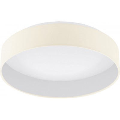 92,95 € Free Shipping | Indoor ceiling light Eglo Palomaro 1 18W 3000K Warm light. Cylindrical Shape Ø 40 cm. Living room and dining room. Modern Style. Plastic and textile. White and cream Color