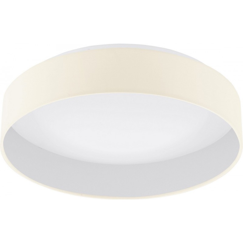 79,95 € Free Shipping | Indoor ceiling light Eglo Palomaro 1 18W 3000K Warm light. Cylindrical Shape Ø 40 cm. Living room and dining room. Modern Style. Plastic and Textile. White and cream Color