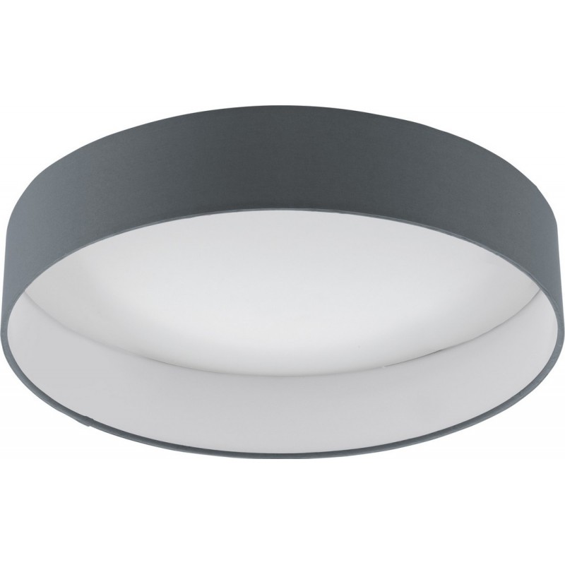 117,95 € Free Shipping | Indoor ceiling light Eglo Palomaro 1 18W 3000K Warm light. Cylindrical Shape Ø 40 cm. Living room and dining room. Modern Style. Plastic and Textile. Anthracite, white and black Color