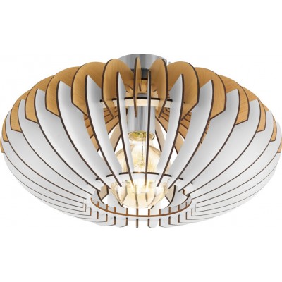 吸顶灯 Eglo Sotos 60W 球形 形状 Ø 40 cm. 客厅, 饭厅 和 卧室. 设计 风格. 钢 和 木头. 白色的, 镍, 亚光镍 和 自然 颜色