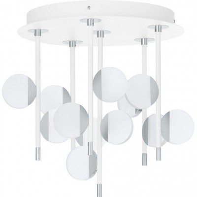 Ceiling lamp Eglo Olindra 26.5W 3000K Warm light. Angular Shape Ø 39 cm. Living room, dining room and bedroom. Steel and Plastic. White, plated chrome, silver and satin Color