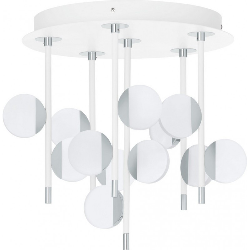 259,95 € Free Shipping | Ceiling lamp Eglo Olindra 26.5W 3000K Warm light. Angular Shape Ø 39 cm. Living room, dining room and bedroom. Steel and Plastic. White, plated chrome, silver and satin Color