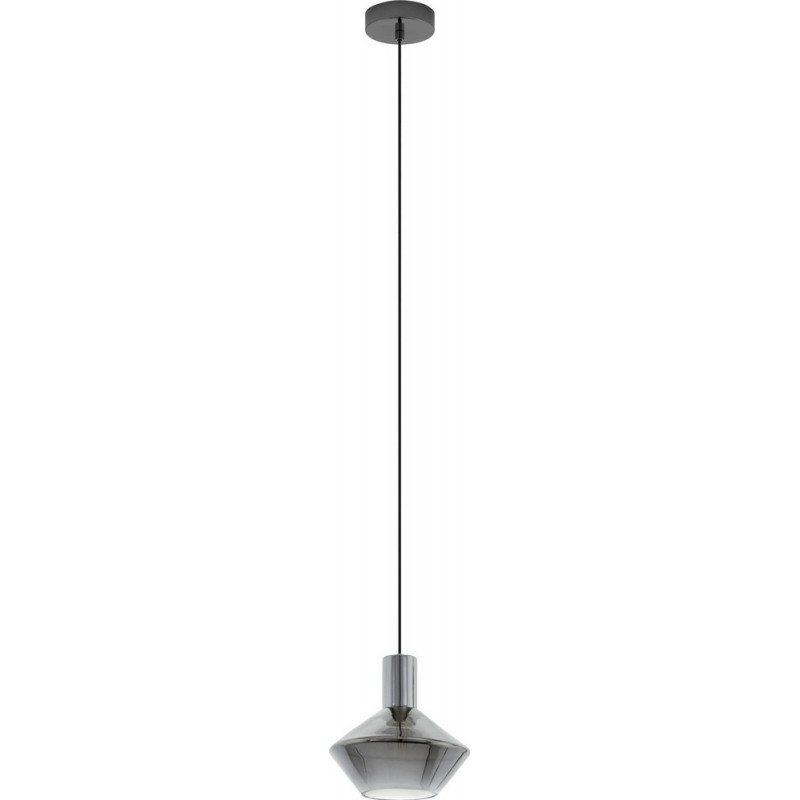 38,95 € Free Shipping | Hanging lamp Eglo Ponzano 60W Pyramidal Shape Ø 20 cm. Living room and dining room. Modern, sophisticated and design Style. Steel. Black, transparent black and nickel Color