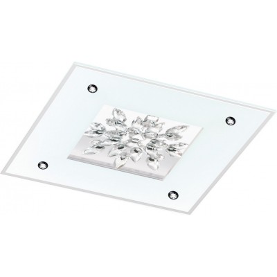 195,95 € Free Shipping | Indoor ceiling light Eglo Benalua 1 24W 3000K Warm light. Square Shape 47×47 cm. Living room, dining room and bedroom. Design Style. Steel, crystal and mirror. White Color