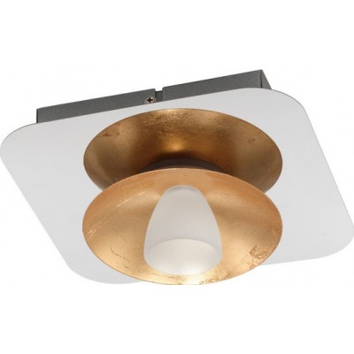 49,95 € Free Shipping | Indoor ceiling light Eglo Torano 5.5W 3000K Warm light. Cubic Shape 20×20 cm. Living room, dining room and bedroom. Design Style. Steel, glass and satin glass. White, plated chrome, golden and silver Color