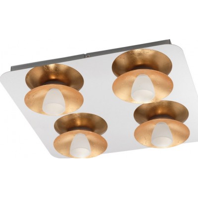 Ceiling lamp Eglo Torano 21.5W 3000K Warm light. Cubic Shape 40×40 cm. Living room, dining room and bedroom. Design Style. Steel, Glass and Satin glass. White, plated chrome, golden and silver Color